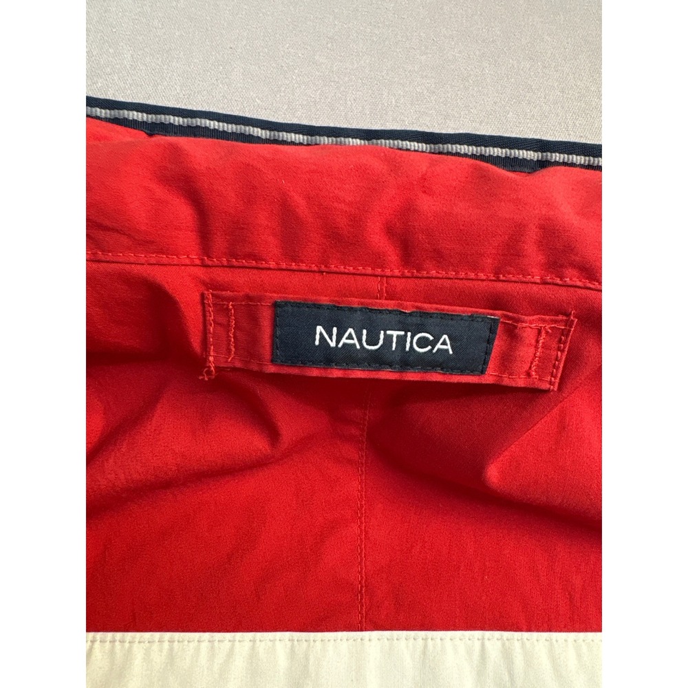 Nautica Mens Fleece Jacket Navy Blue Full Zip Spellout Logo Red Lining XL - Picture 6 of 6